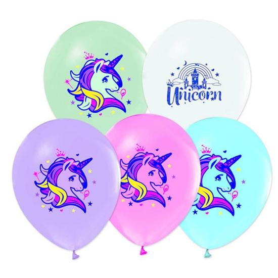 Unicorn Temalı Baskılı Balon - 5 Adet