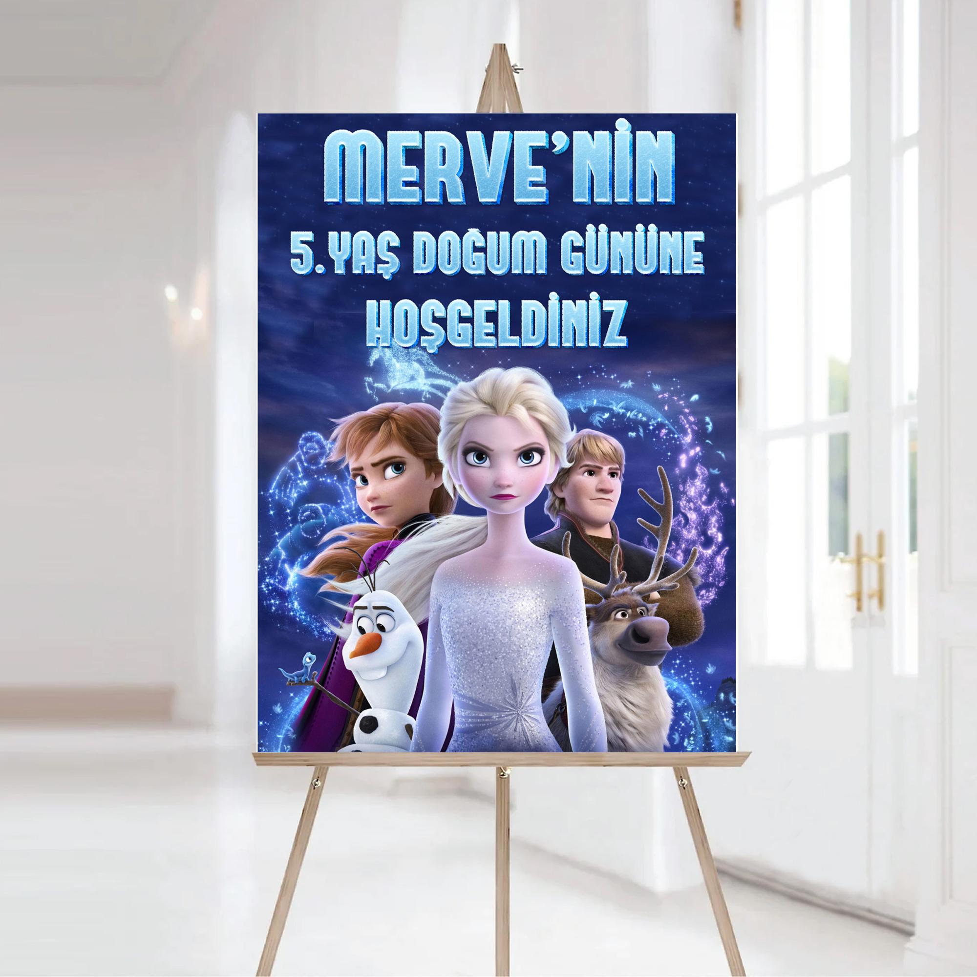 Frozen Temalı Karşılama Panosu Vinil Branda