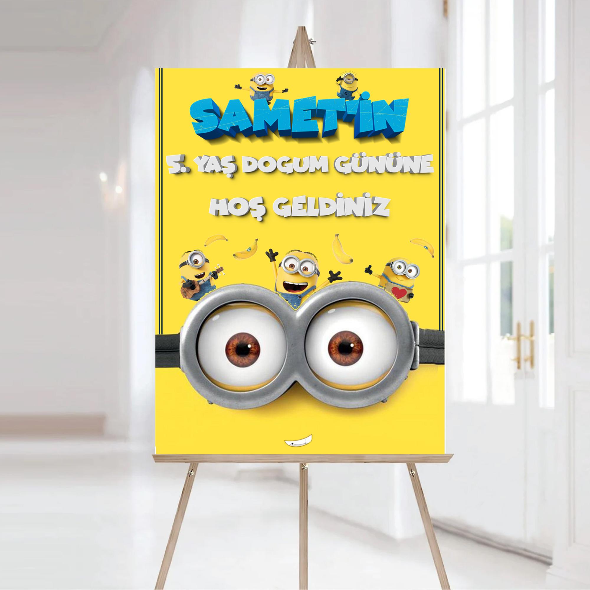 Minions Temalı Karşılama Panosu Vinil Branda