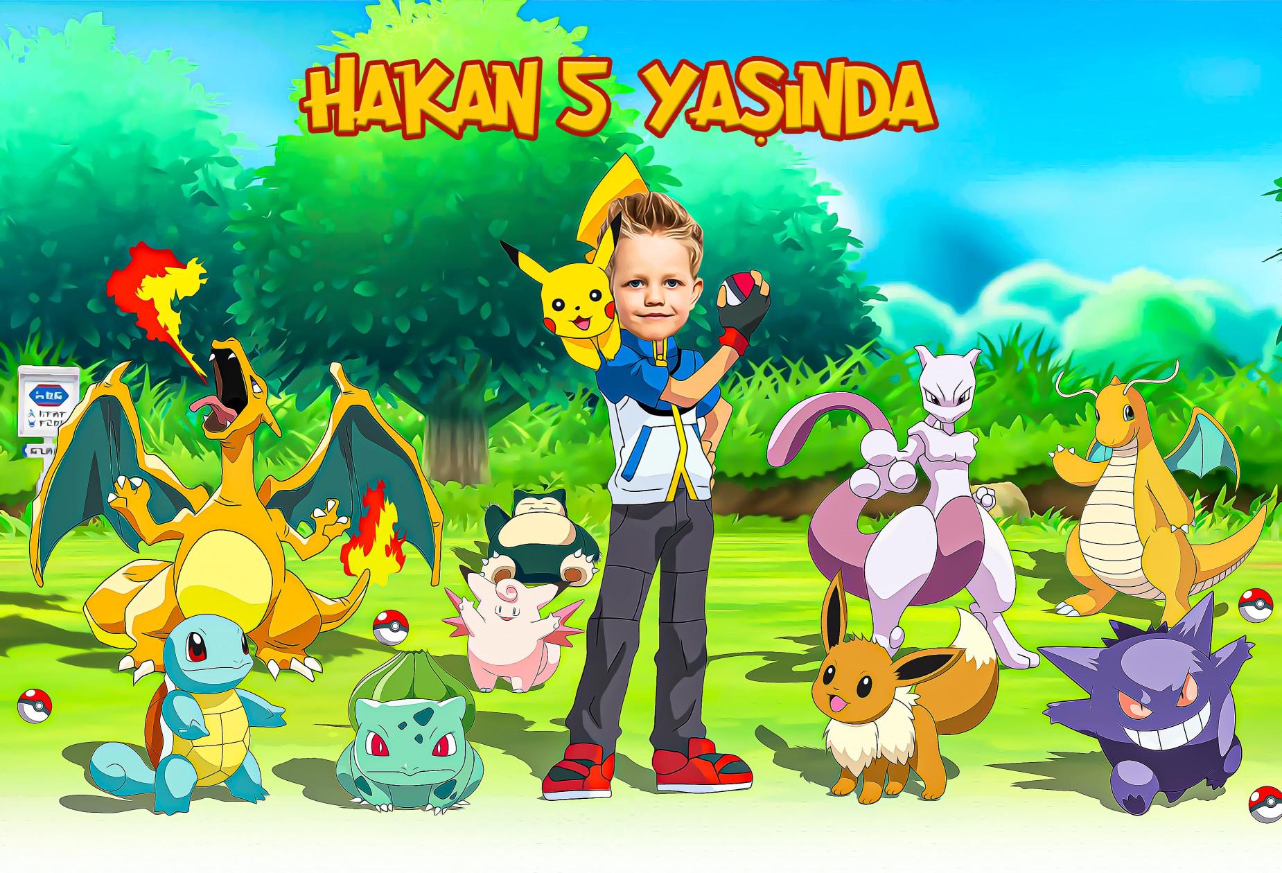 Pokemon Temalı Kişiye Özel Doğum Günü Afişi