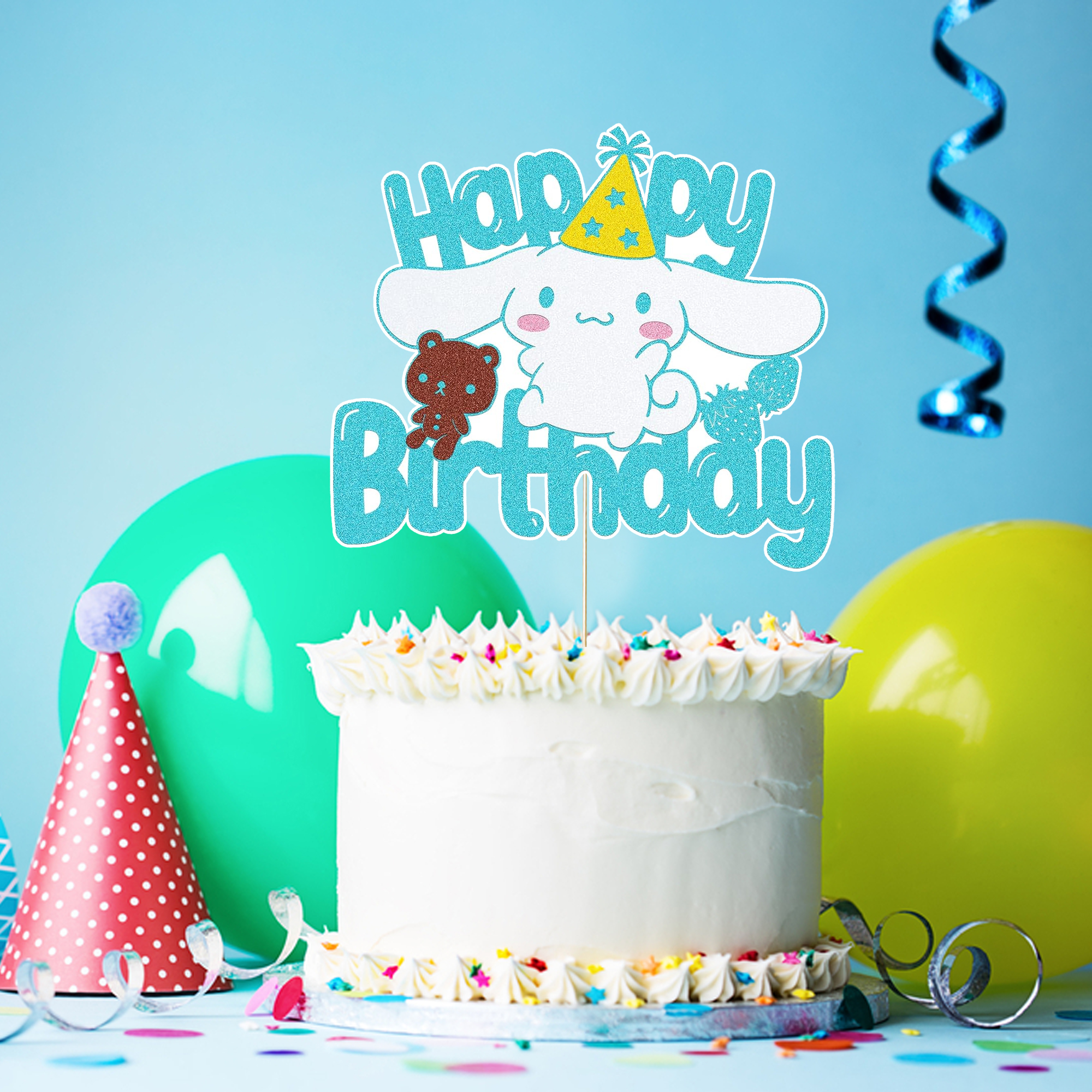 Cinnamoroll Temalı Happy Birthday Pasta Süsü