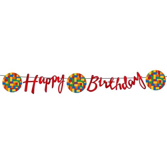 Block Temalı Happy Birthday Kaligrafi Banner
