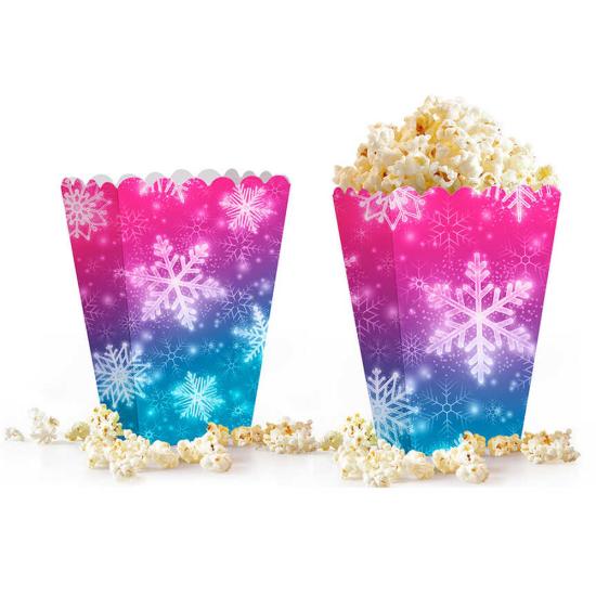 Renkli Kar Tanesi Temalı Popcorn Mısır Kutusu 5’li