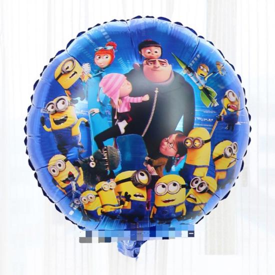 Minions Konsepti Yuvarlak Folyo Balon