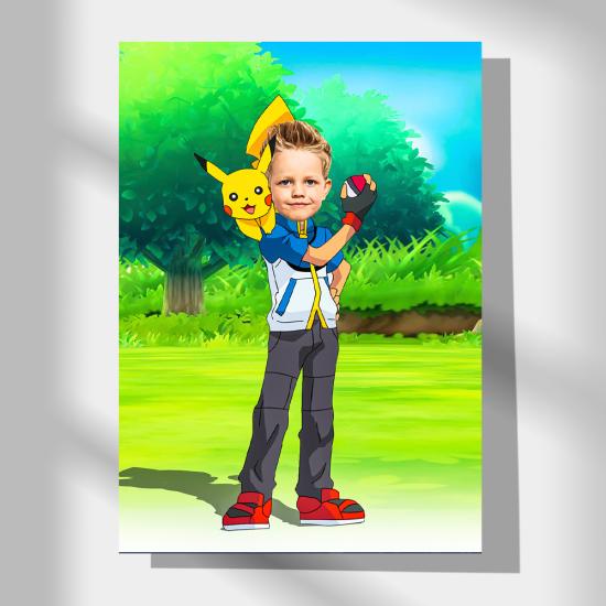 Pokemon Ash Temalı Kişiye Özel Poster