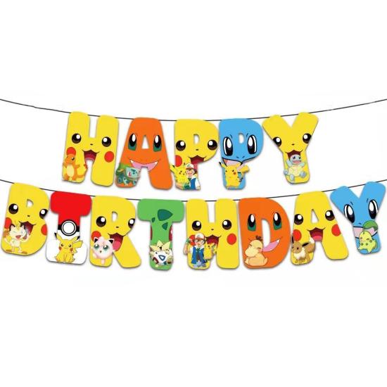 Pokemon Temalı Happy Birthday Banner