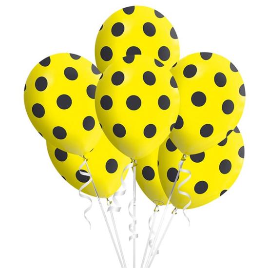 Sarı Balon Siyah Puantiyeli - 5 Adet